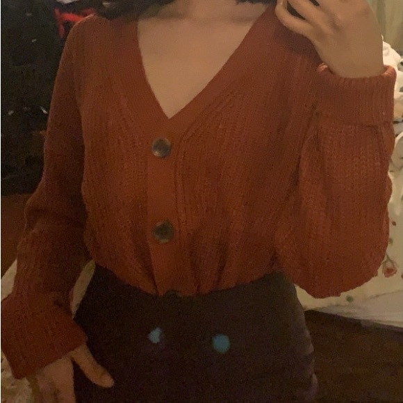 Urban Planet XS 100% Acrylic Orange / Persimmon knitted cardigan. - Picture 2 of 4